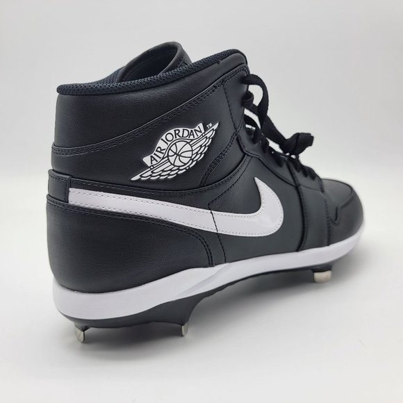 NEW Nike Air Jordan 1 High Retro Metal Baseball Cleats Black White Shoes